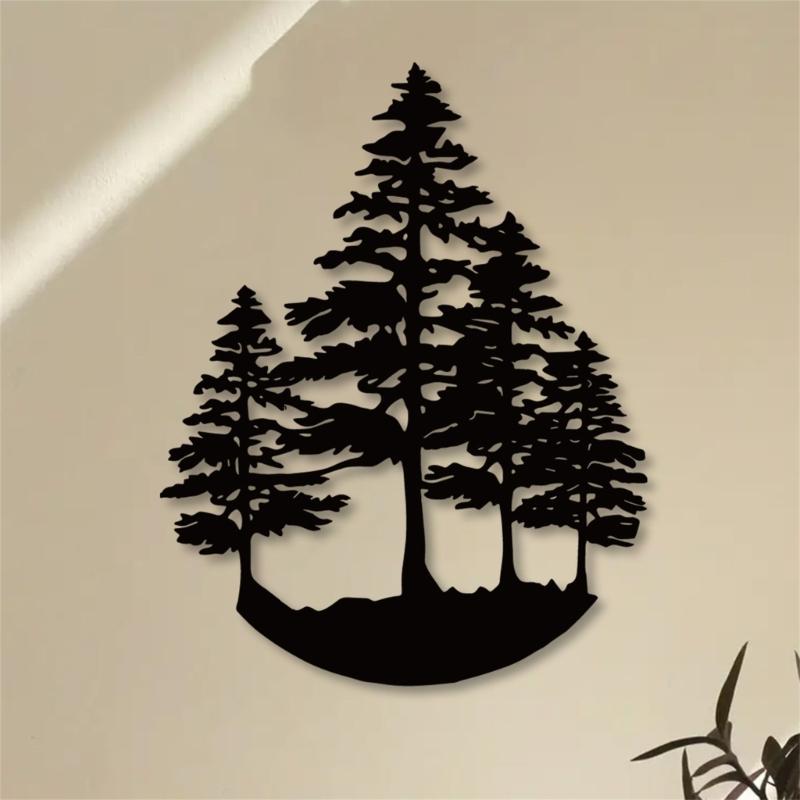 Black Metal Tree Decors Stylishs Iron Wall Plaques Wall Sign for Indoor and Outdoor Use Wall Decorations 23.4x30cm