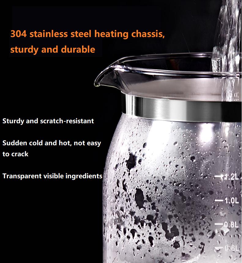 220V Automatic Kettle Health Care Kettle Thick Glass 1.2L Electric Teapot Insulation Electric Water Cooker Water Boiling Pot AVE