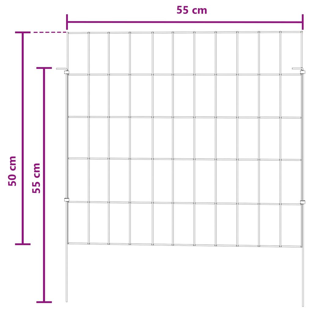 Garden Fence with Posts 12 pcs 55 x 50 cm Mesh Galvanized Steel