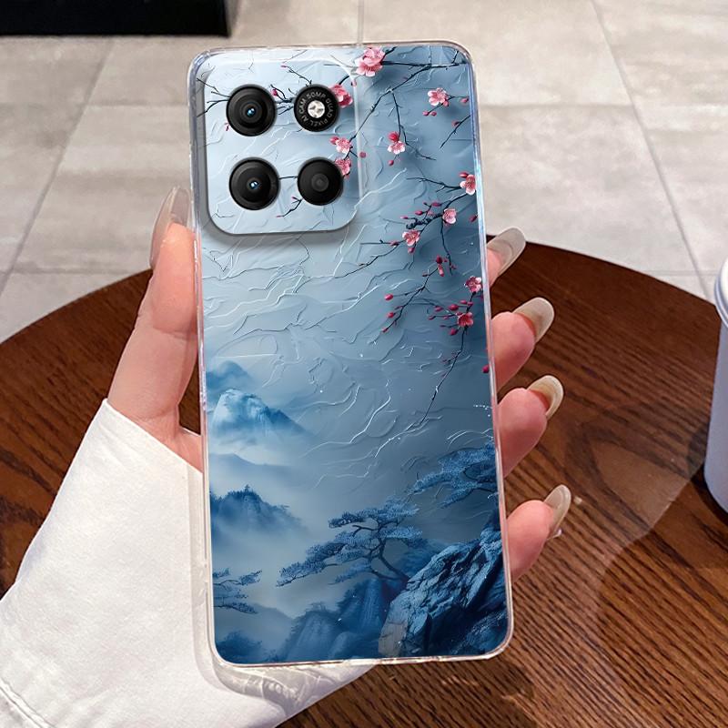 Чехол для Motorola Moto G15 Чехол для телефона Motorola Moto G75 Motorola Moto G15 5G Эстетичный Милый Кот Астронавт Прозрачный Мягкий Чехол