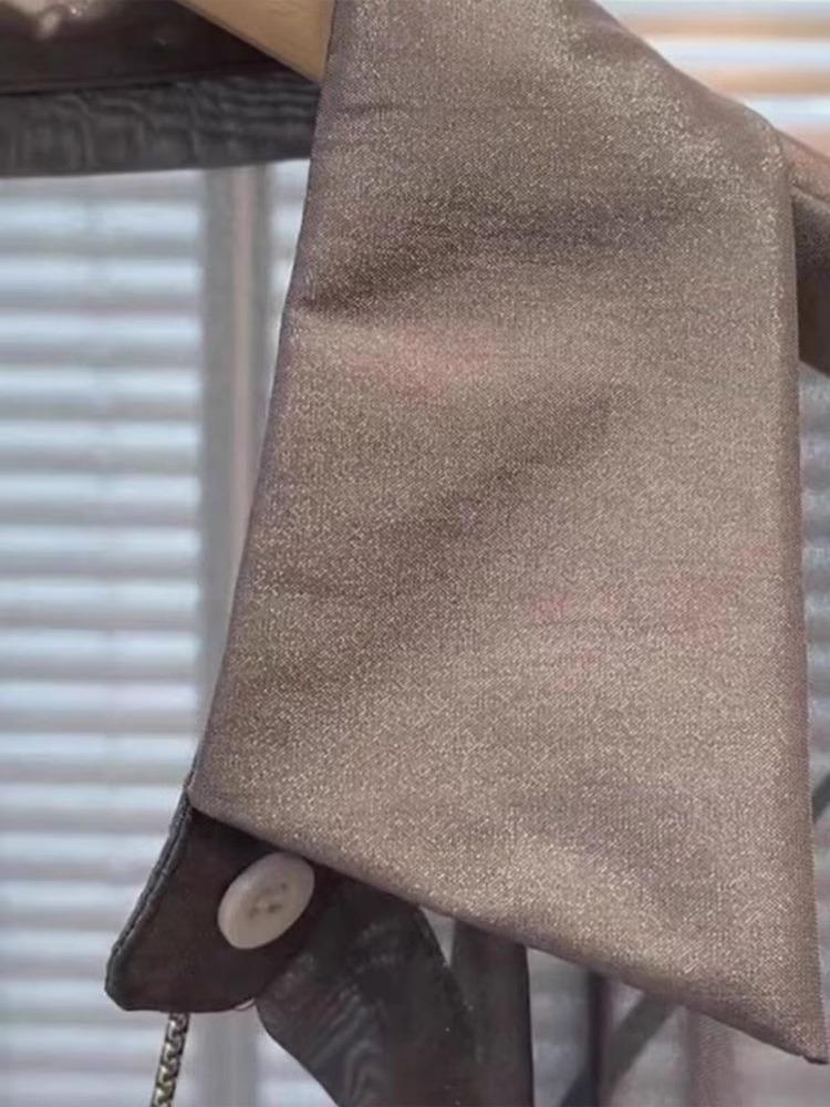 Французская Мода Перламутровая Пряжа Женский Летний Кардиган с Длинным Рукавом из Ледяного Шелка