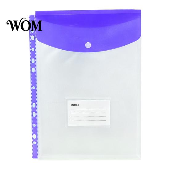 Dustproof Document Holder 11 Hole Binder Pockets for A4 Binders, Plastic Expanding File Folders Organizer with Snap Closure & Transparent Label Slot,