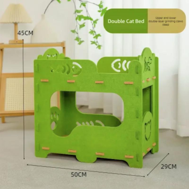 2-Layer Felt Cat House Indoor Multi-Functional Pet Bed for Large Cats And Kittens Breathable Washable Scratching Board Removable