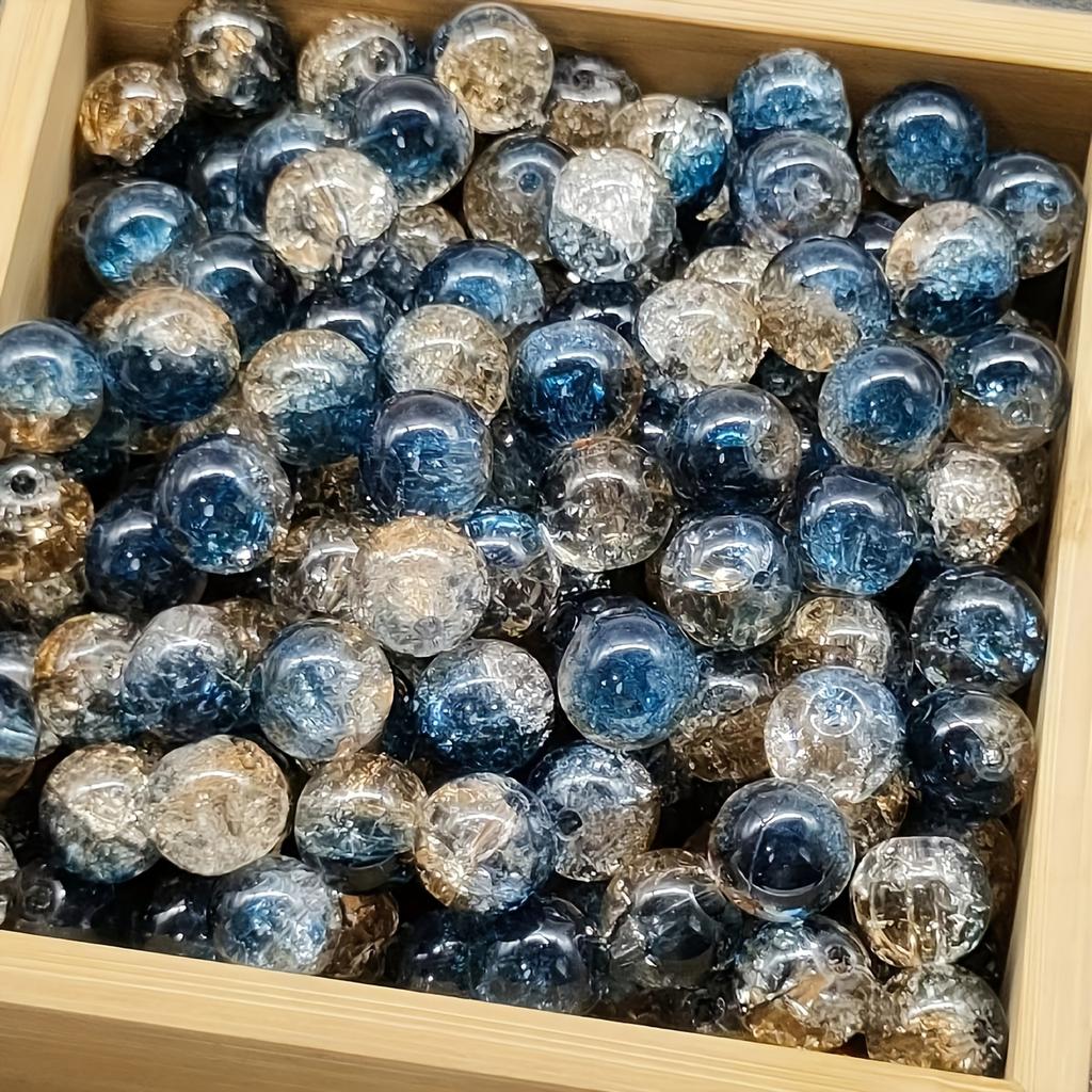 50 штук смешанных бусин из кракле-стекла - блестящие круглые хрустальные бусины 10 мм, подходят для изготовления украшений своими руками, браслетов, ожерелий, серег