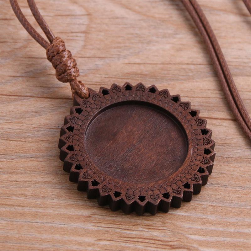 Ожерелье-кулон '13 стилей' DIY с полым 'Камнем времени' и кружевной деревянной основой