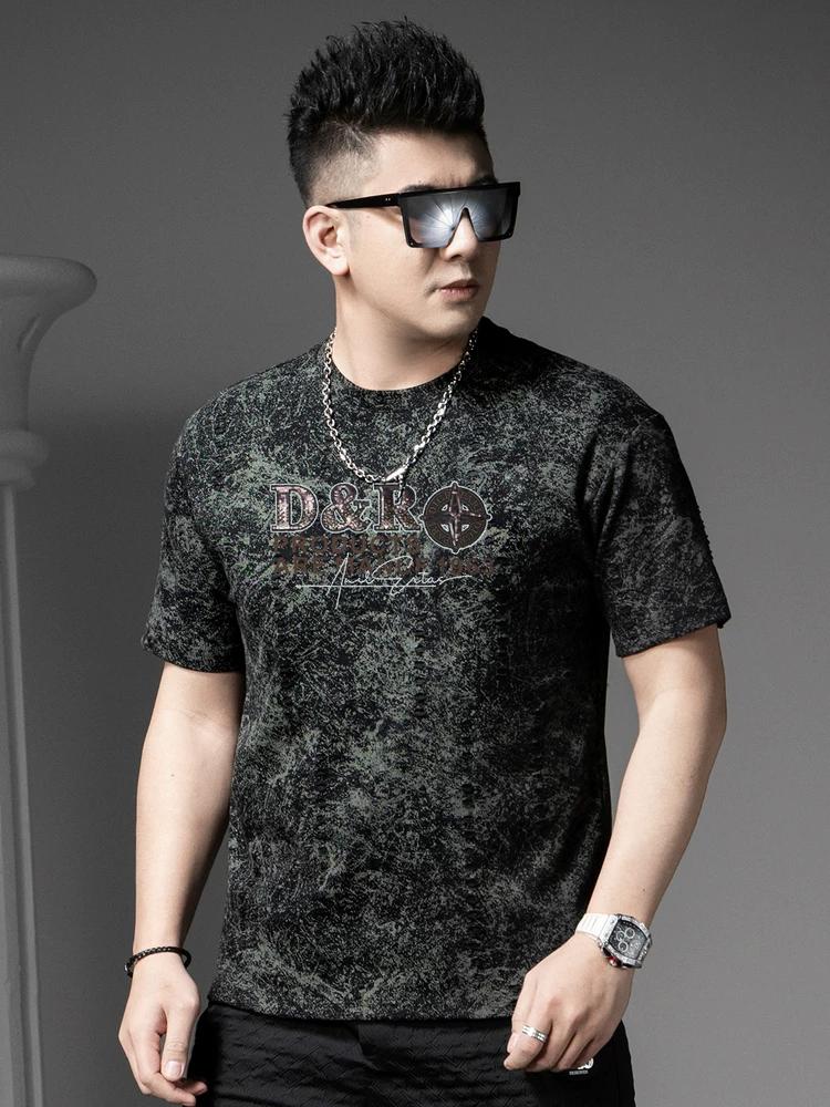 European Goods 2025 Summer New Men's Letter Print Rhinestone Short-Sleeve T-Shirt American Style Loose Trendy Casual Top