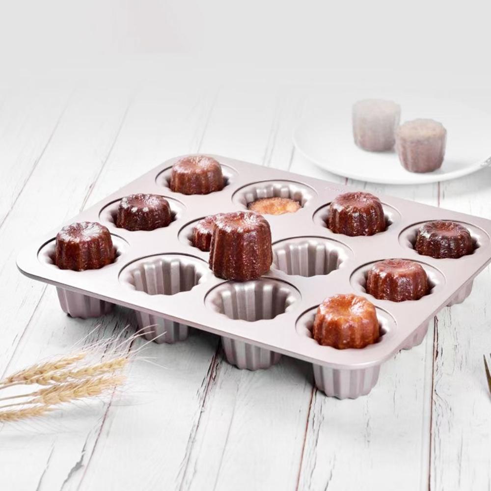 Форма для выпечки из углеродистой стали с 12 полостями, антипригарная форма для заварного крема Cannele, инструмент для выпечки, форма для торта Canele