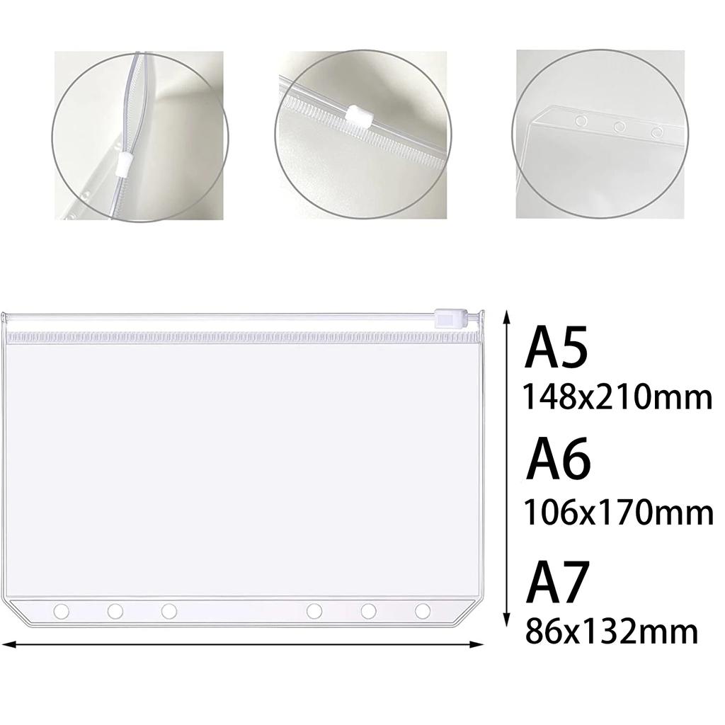 A5 A6 A7 Сумки на молнии с вкладышами 6 отверстий Карманы для переплетов Пластиковые папки на молнии Водонепроницаемые документы Блокноты Карты