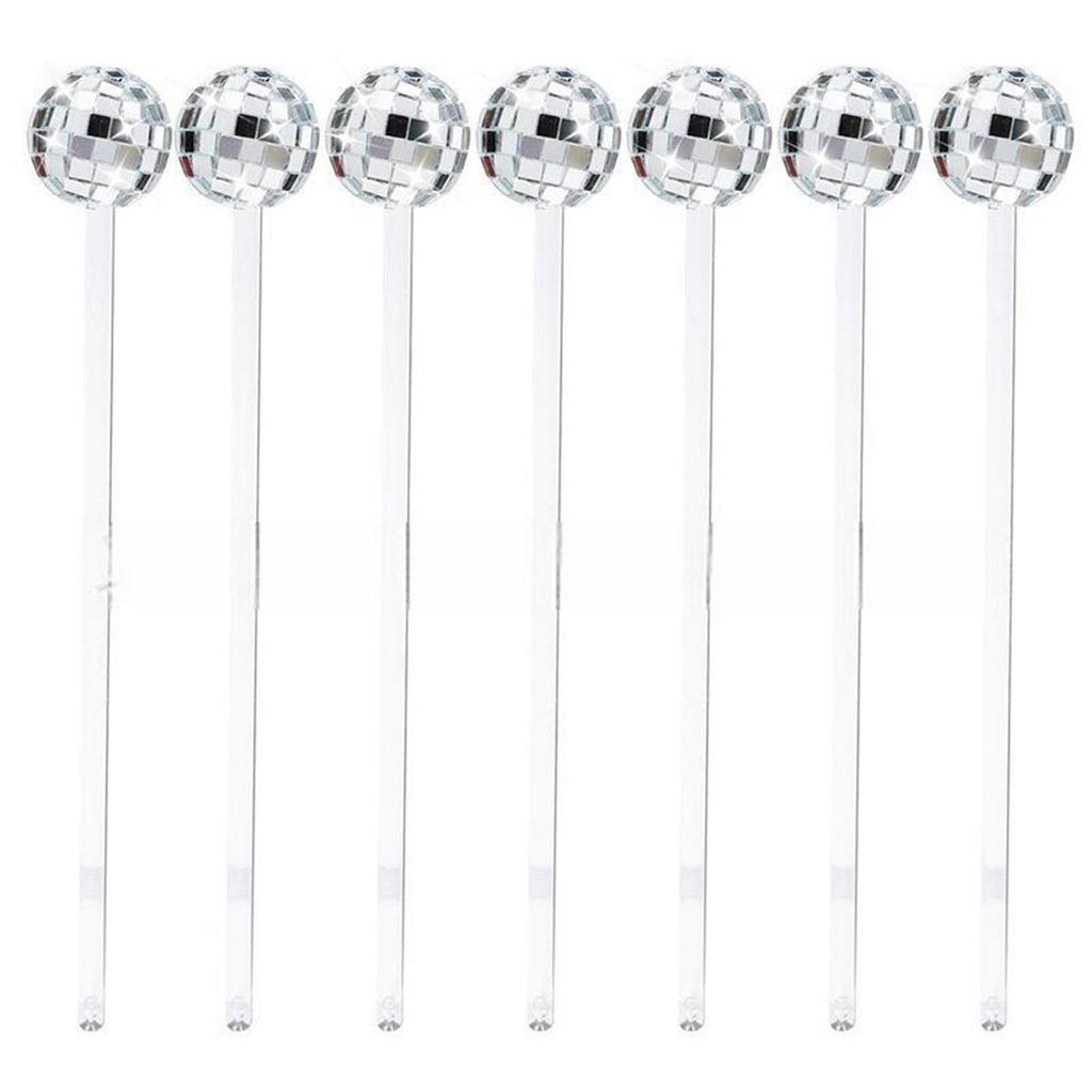 12pcs Reusable Discos Balls Glitter Drink Stirrers Swizzle Stick Coffee Beverage Stirrer for Mixing Cocktails Whiskey