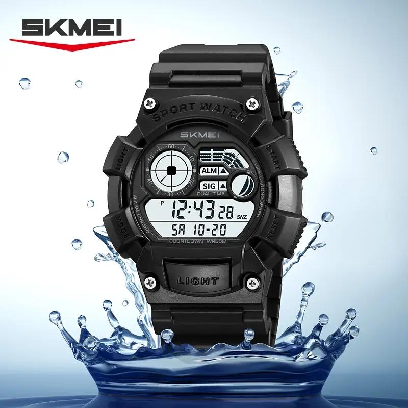 SKMEI 2403 Водонепроницаемые спортивные наручные часы для мужчин с люминесцентными стрелками, хронографом, светодиодным дисплеем и цифровым механизмом