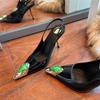 Fashion Ruby Emerald Pointed Stiletto Heel Wedding High Heels Sandals 2025 Internet Celebrant Women's Belt Documentary Shoes High Heels