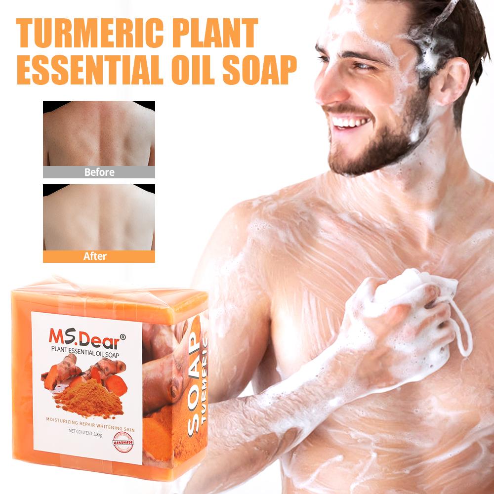 Мыло с куркумой, очищающее лицо, против прыщей, осветляет кожу, удаляет прыщи, осветляет темные пятна, эфирное масло имбиря ручной работы, ванна для тела