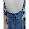 Women's Sleeveless U Neck Strap Distressed Casual Slim Fit Knee Length Denim Dress