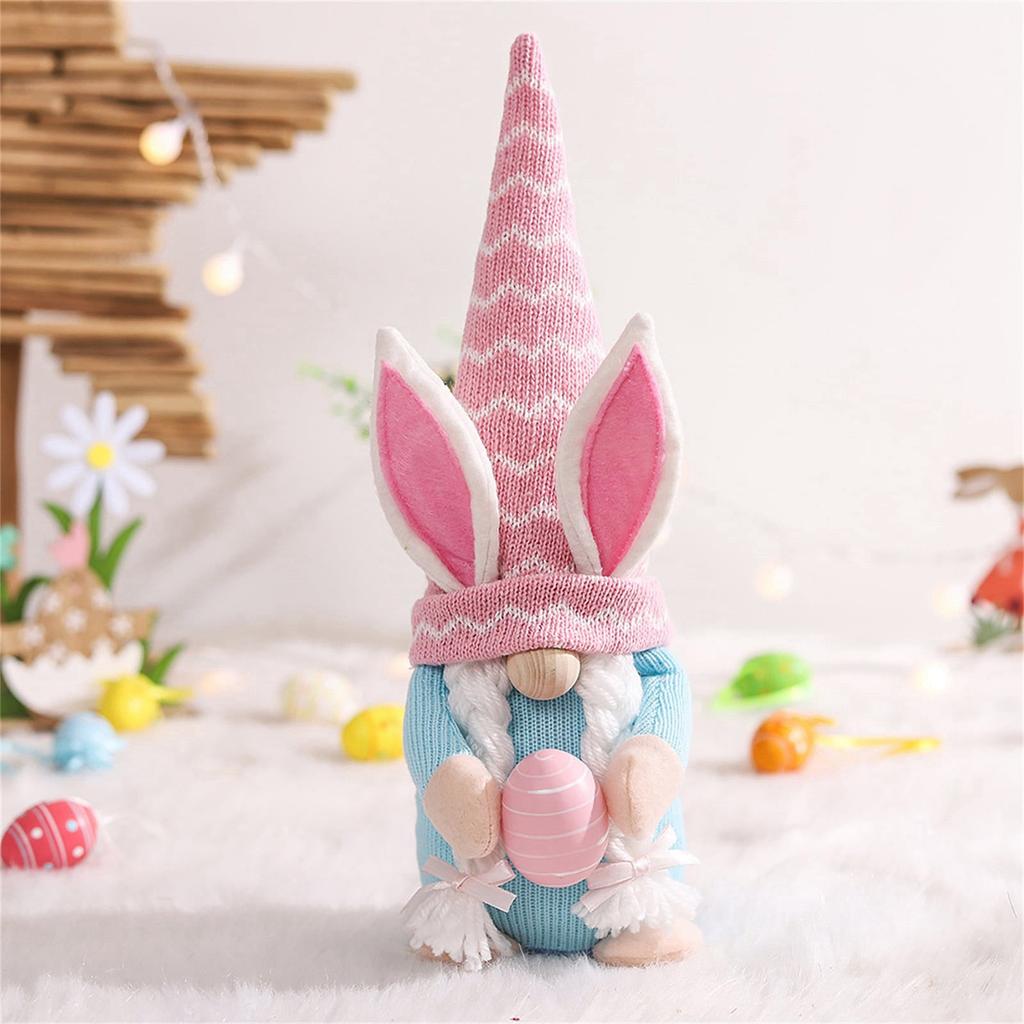Easter Dwarf Faceless Doll Decorations Set Of Three Egg Holding Doll Decorations Desktop Decoration