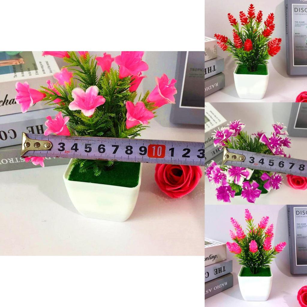 Миниатюрные искусственные цветы в горшках с лилиями, розами и шишками для домашнего декора и в качестве идей для подарка