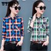 Весенне-осенняя классическая клетчатая рубашка, женская студенческая тонкая рубашка с длинным рукавом, повседневная нижняя рубашка