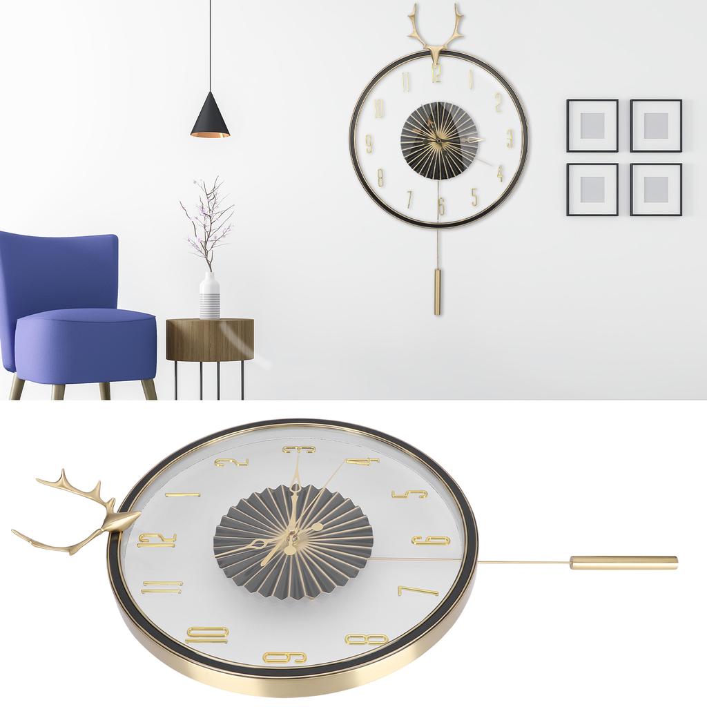 Круглые настенные часы подвесные латунные рога маятниковые часы украшение для офиса спальни