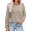 Весна Осень Женский Однотонный Пуловер Длинный Рукав Топ Универсальная Рубашка Минималистичные Женские Пуловеры и Длинные Рукава Женские