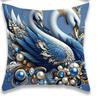 Exquisite Blue Swans Adorned with Jewels Pillowcases for Luxurious Comfort Sofa Cushion Cover Home Room Decoration