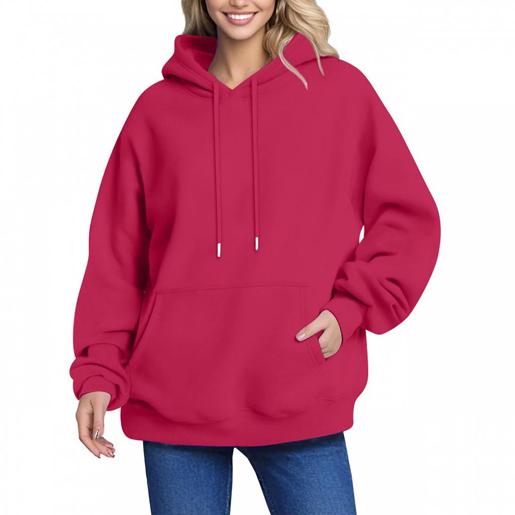 Женская толстовка с капюшоном, однотонная, с длинными рукавами, мешковатый свитер, топ