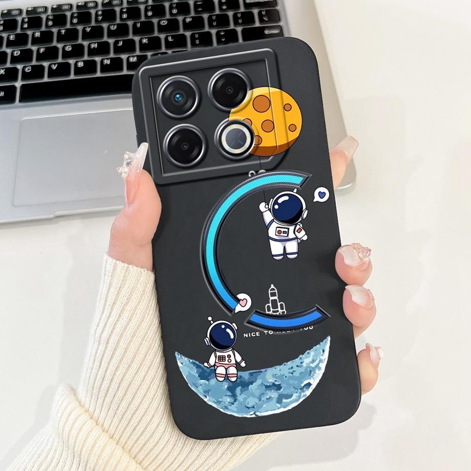 Мягкий силиконовый ТПУ матовый чехол Funda для Infinix GT 20 Pro / Infinix X6871 GT20Pro, задняя крышка, Астронавт, Лунная ночь, Расписной