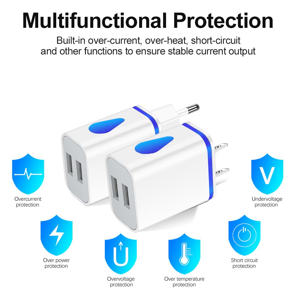 2A двухпортовое USB-зарядное устройство для Samsung Xiaomi, выходной адаптер питания для путешествий, совместимый с телефоном