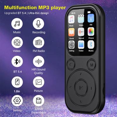 Портативный MP3 MP4 плеер Bluetooth 5.4 музыкальный плеер мини-динамик поддержка FM-радио диктофон электронная книга