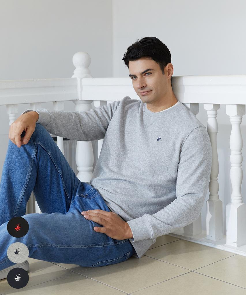BHPOLOCLUB Men'S Semi-Oversized Cotton Sweatshirt 3 Colors A240101Shm01