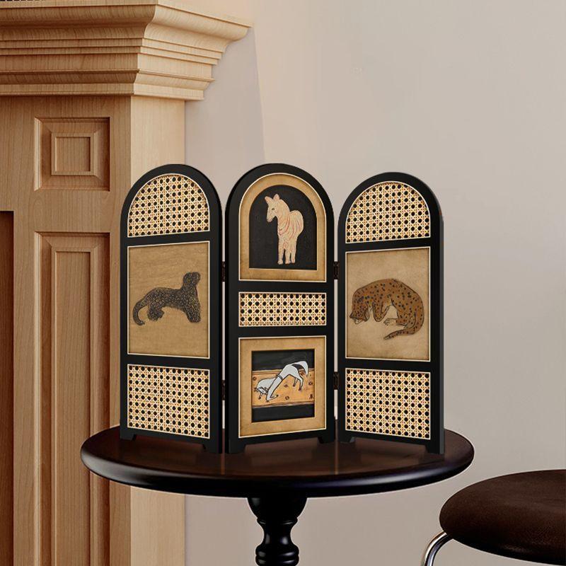 Vintage Desktop Screen Mini Painting Retro Leopard Decor for TV Cabinet Entryway Side Table