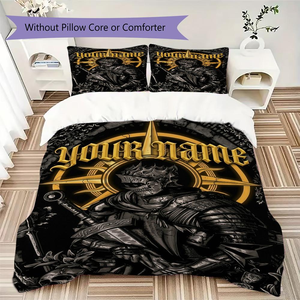 Custom Name Dark Souls Bedding,Quilt Set Quilt Cover Pillowcase Home Birthday Gift(1 * duvet cover + 2 * pillowcase, without core)_xia