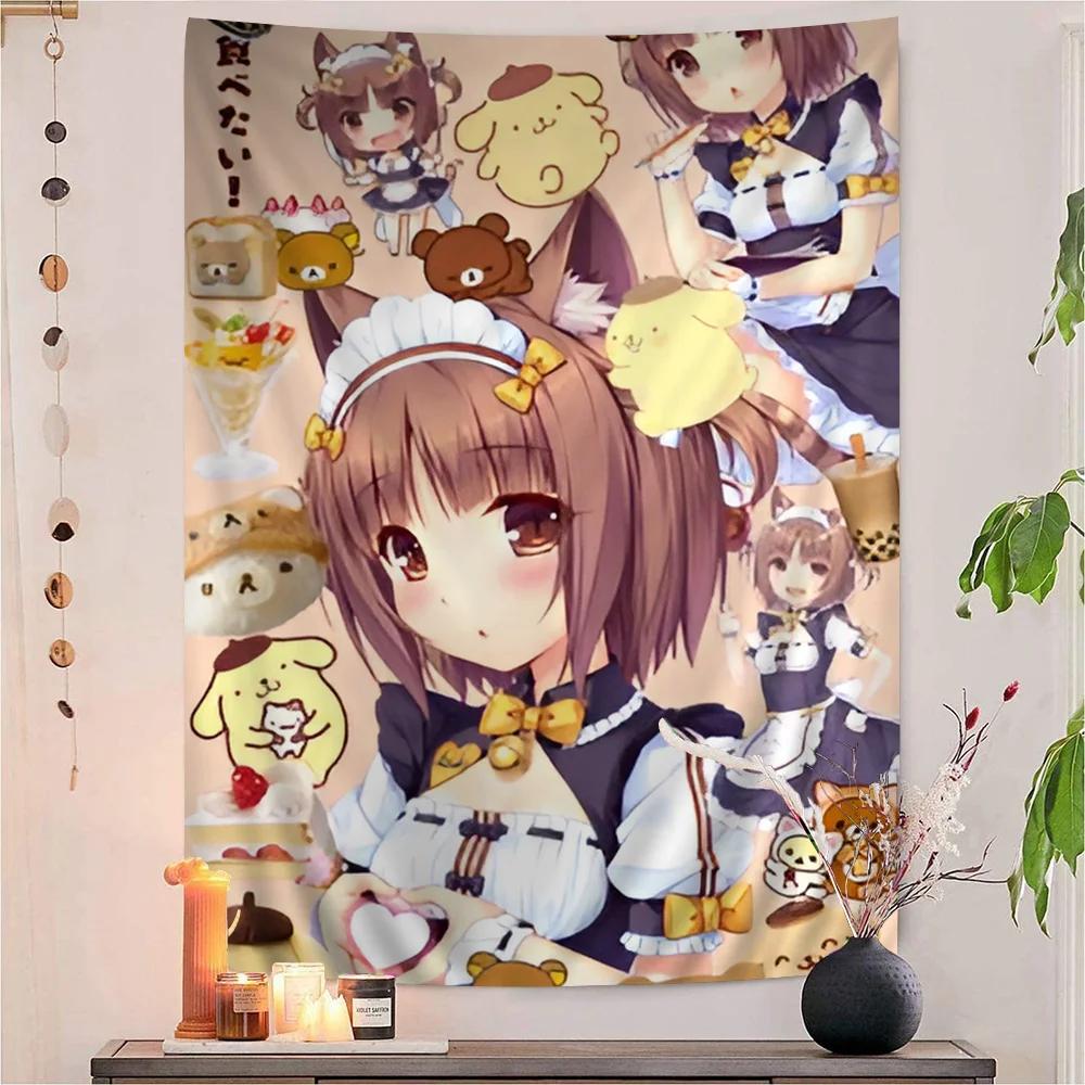 VIKAMA Cat Girl Tapestry Removable Wall Decal for Cat Girl Anime Perfect for Dorms and Bedrooms Ideal Gift for Anime Fans