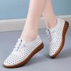 New Spring and Summer Casual Flat Shoes for Women Large Size Hollow Hole Women's Shoes Genuine Leather White Shoes for Women