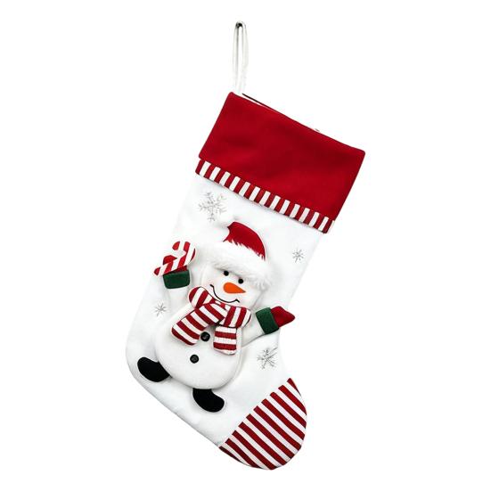 3D Christmas Stocking Santa Snowman Reindeer Cat Dog Pattern Traditional Holiday Hanging Stocking Fireplace Decor