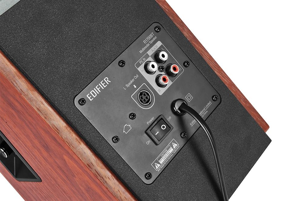 Edifier R1700BT Bluetooth Active Speaker 66W Amplifier Tweeter and Wooden Classic Red Brown Bookshelf/for PC/PS5/TV, Output, Built-in - 0.75" 4"