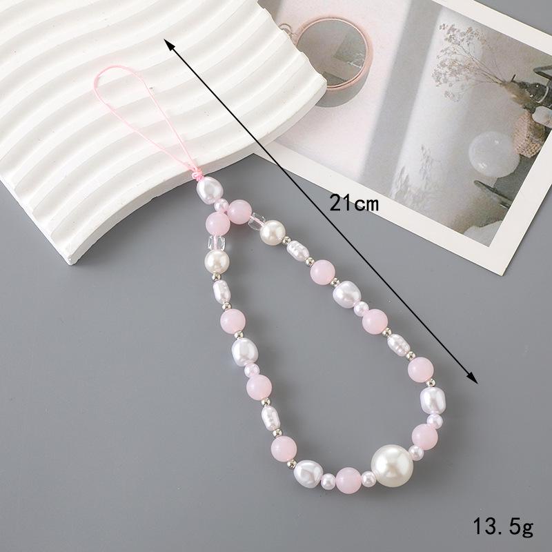 Korean Love Heart Beaded Phone Chain & Keychain Set for Women