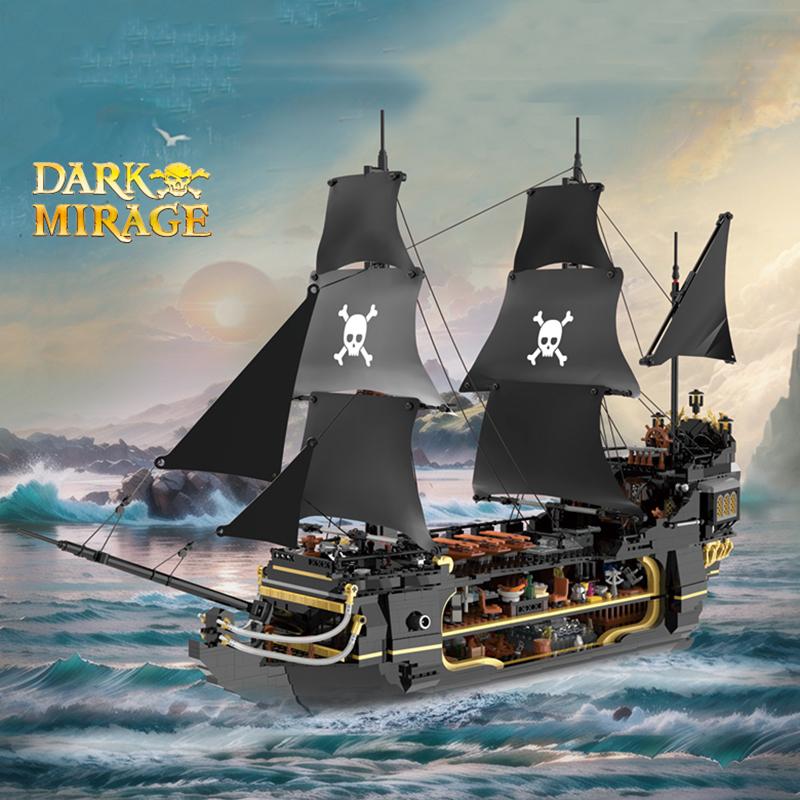 Креативные пираты Темный призрак корабль строительные блоки модель лодки Карибское приключение сборные кирпичи игрушка подарок для ребенка мальчик взрослый