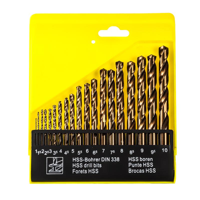 19 Piece Set, Woodworking Metal Drill Straight Shank High-Speed Steel Fried Dough Twists Drill Suitable for Metal Brick Concrete