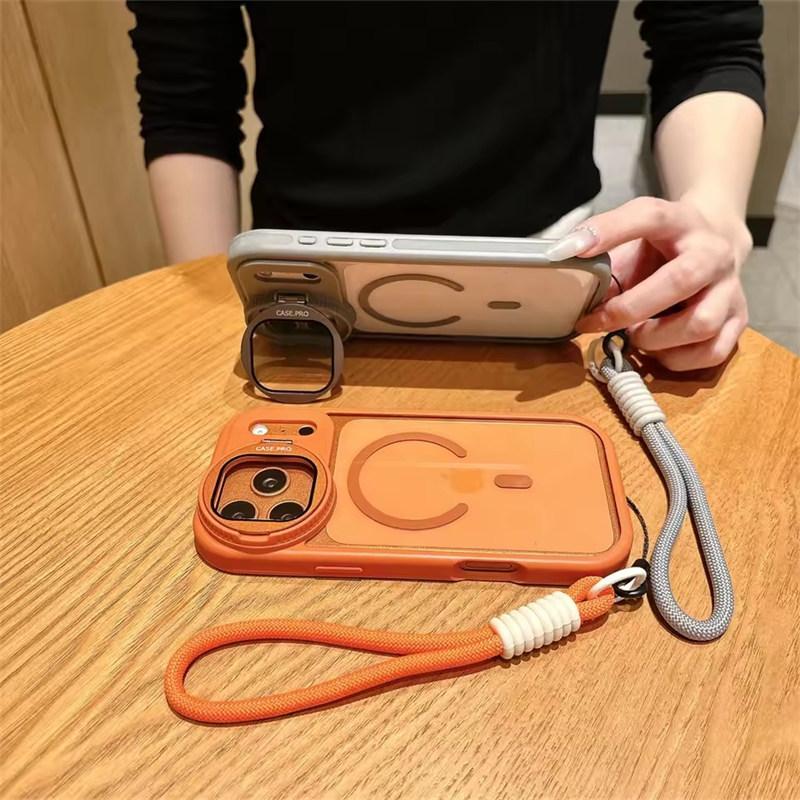 Защитный чехол для линз для iPhone 17 16 15 14 13 12 11 Pro Max Plus Air Для держателя Magsafe Прозрачный Магнитный Матовый Чехол с ремешком