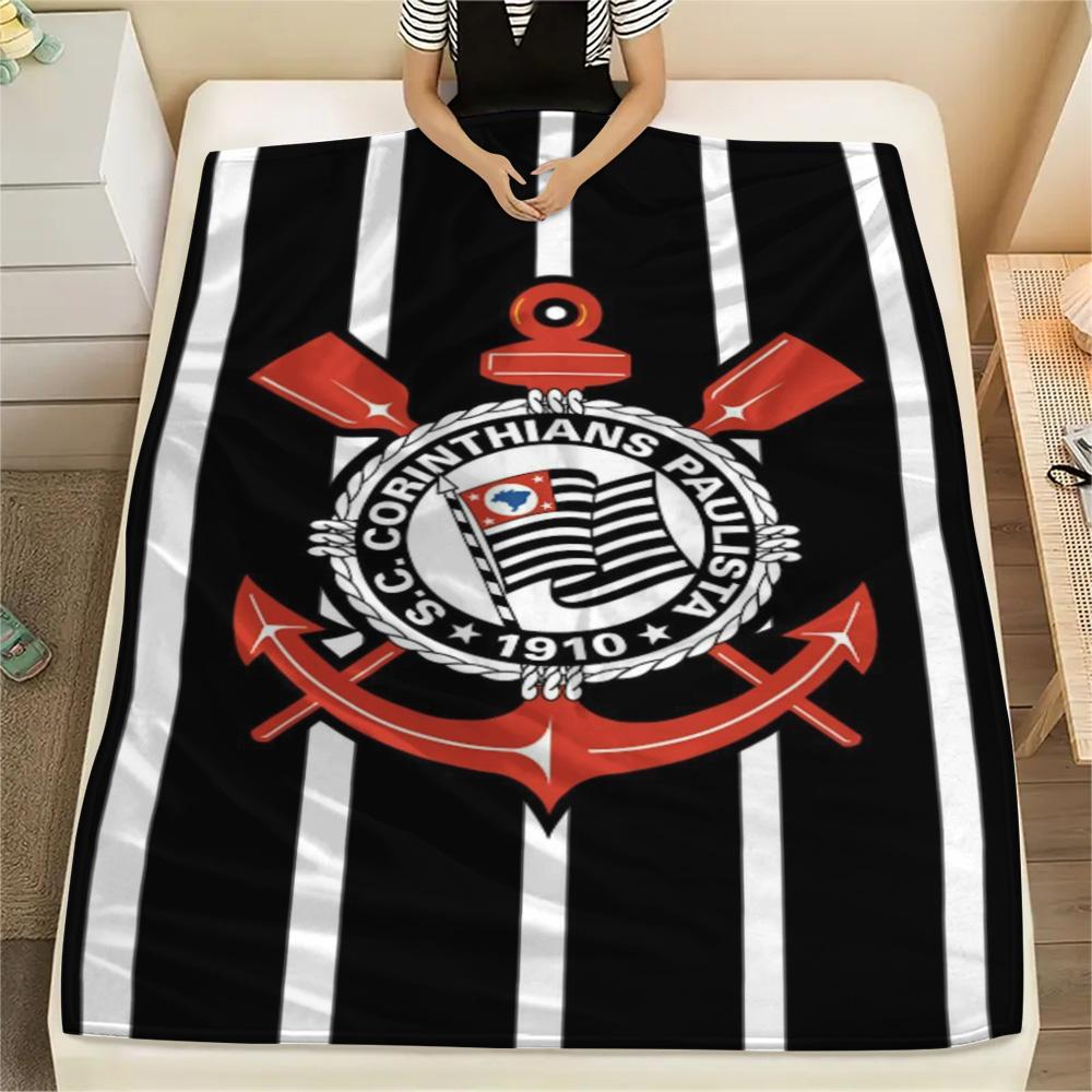1Pc SC Corinthians Paulista Print Flannel Blanket High Quality Warm Comfortable Cover for All Seasons Perfect for Gifts Home Decor