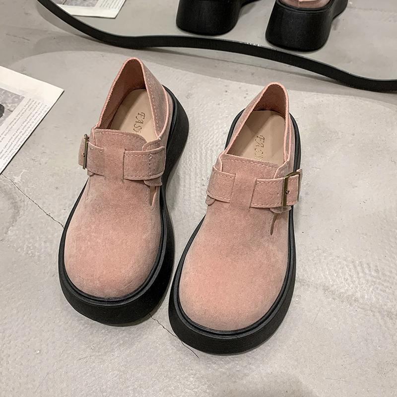 Мода 2024 года, осенние женские туфли-лоферы на толстой подошве, модные и удобные, однотонные, на плоской подошве, с низким верхом