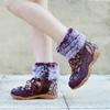 Handmade Genuine Leather Printed Short Boots With Plush Warm Comfortable Snow Boots Women Shoes