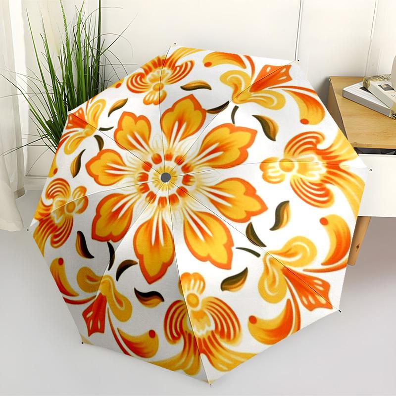 1pc Floral Ornament Automatic Open/Close Umbrella, Folding Compact Umbrella with Lightweight Design for Women/Men yy251011068