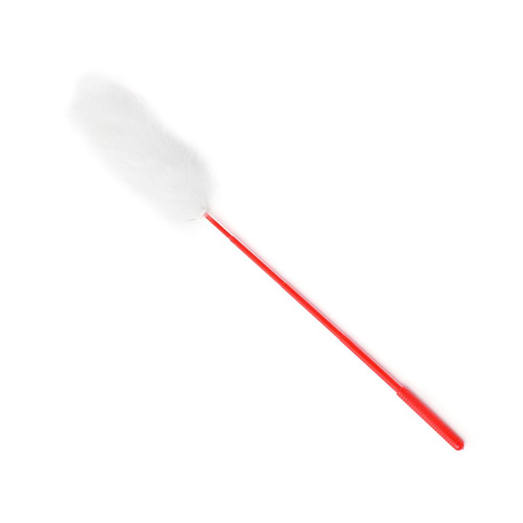 Plush Cat Teaser Wand Bite Resistant Eco Friendly Hand Crafted Soft Flexible Plush Cat Toys for Training White