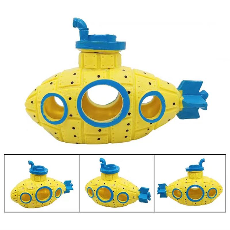 Аквариумные украшения, подводная лодка, винтажная смоляная полая с несколькими отверстиями, рыбный домик для креветок, игровой домик, скрытие рыбы, товары для домашнего декора