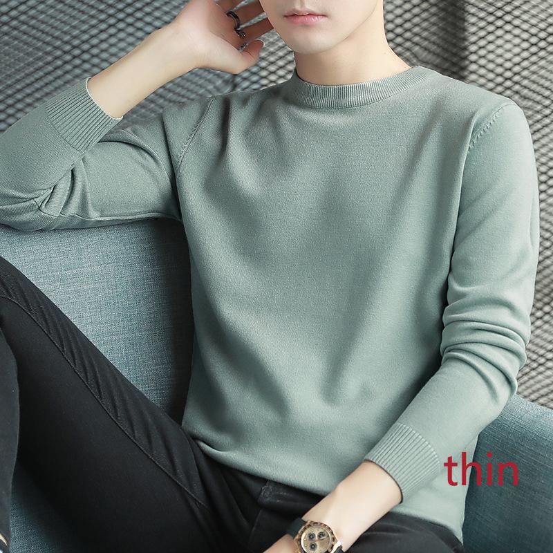 Мужской свитер с круглым вырезом, осень-зима, большой размер, свободный, сохраняющий тепло, свитер с длинными рукавами, вязаный свитер с черной нитью