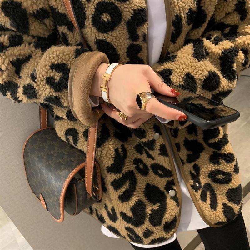 Leopard Print Winter Jacket Autumn New Lamb Wool Faux Fur Coat Female Casual Korean Fashion Loose Thick Warm Plush Outerwear