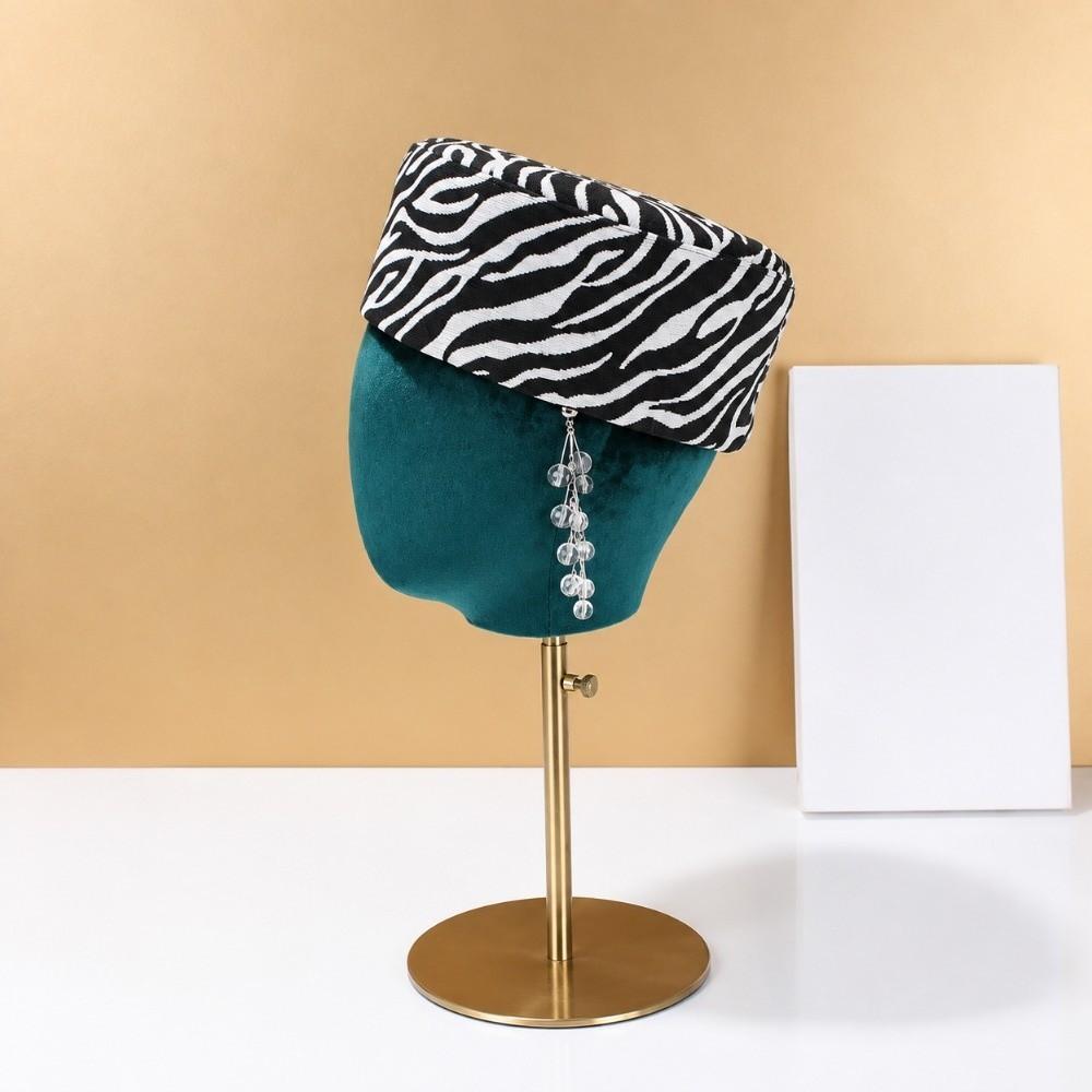 Warm Zebra Print Beret Hat Soft Air Hostess Hat Durable Vintage Beret Hat Events