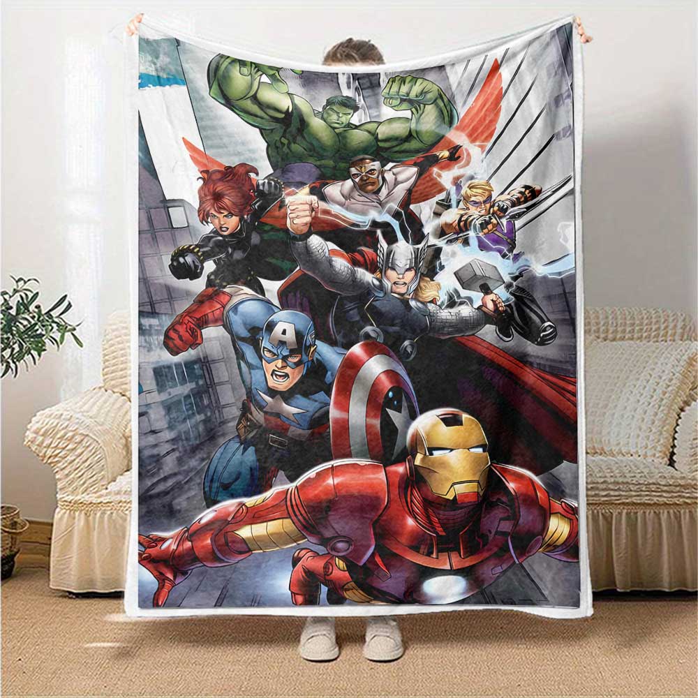 Superhero Team-Up Cozy Blanket Comfortable ure Versatile for Sofa Couch Office Bed Picnics Ideal for All Seasons Digital Print Gifts For Family Y8