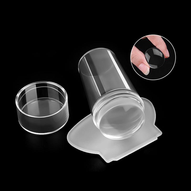 Transparent Nail Stamper with Scraper 2pcs Jelly Silicone Stamp for French Nails Manicuring Kits Nail Art Stamping Tool Set