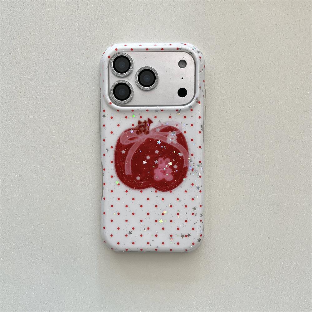 Чехол от падения для iPhone 14/13 Pro Max с рисунком Красное Яблоко и Маленький Кролик